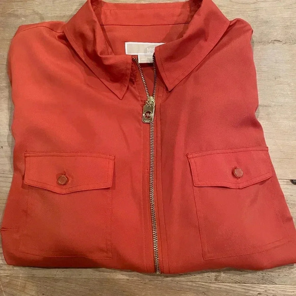 MICHAEL Michael Kors Tops - Michael Michael Kors Orange Gold 3/4”sleeve zippered vintage Women’s Blouse 1X